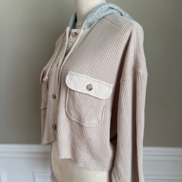 NWT Aeropostale Button Up Waffle Fabric Hoodie - Picture 6 of 8
